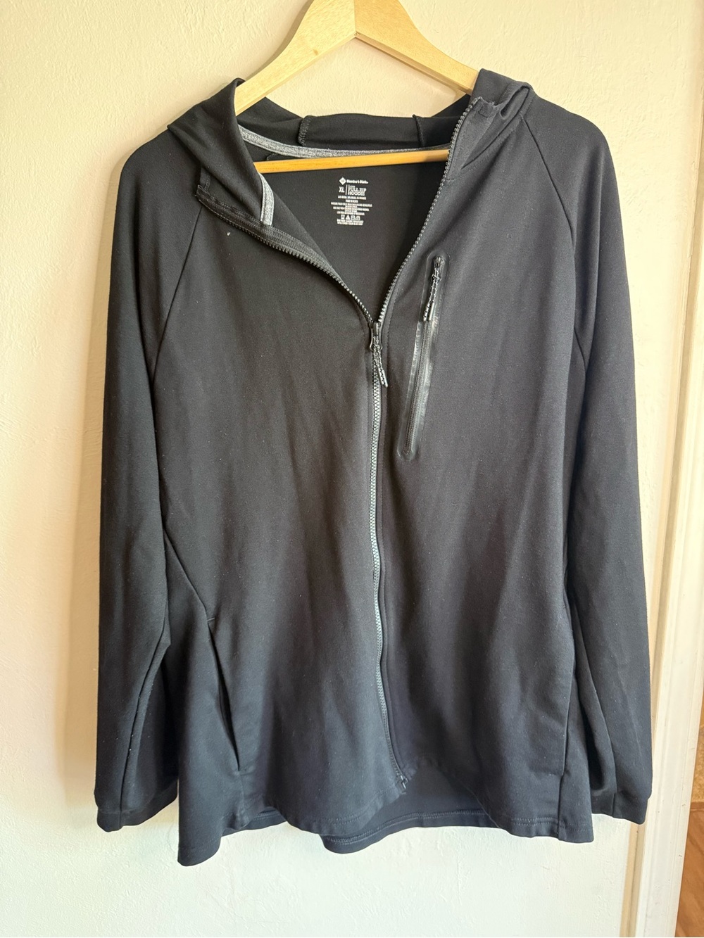 Member’s Mark Men’s XL Luxe Full Zip Hoodie Black Stretch Zip Pocket